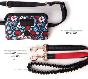 Hands Free Leash - Floral Navy