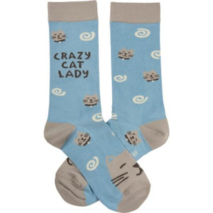 SOCKS- CRAZY CAT LADY Blue
