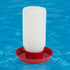 Chick waterer with white jar and red base