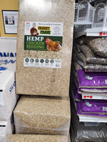 Stack of Hemp Chicken Bedding Cranky Frank at Canvasback in Manitoba