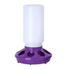 Purple and white plastic feeder on a white background