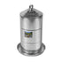 Metallic poultry waterer 8 galloons with a label on a white background