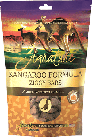 Zignature Dog Ziggy Bars LID Kangaroo & Pumpkin Treats 12 oz