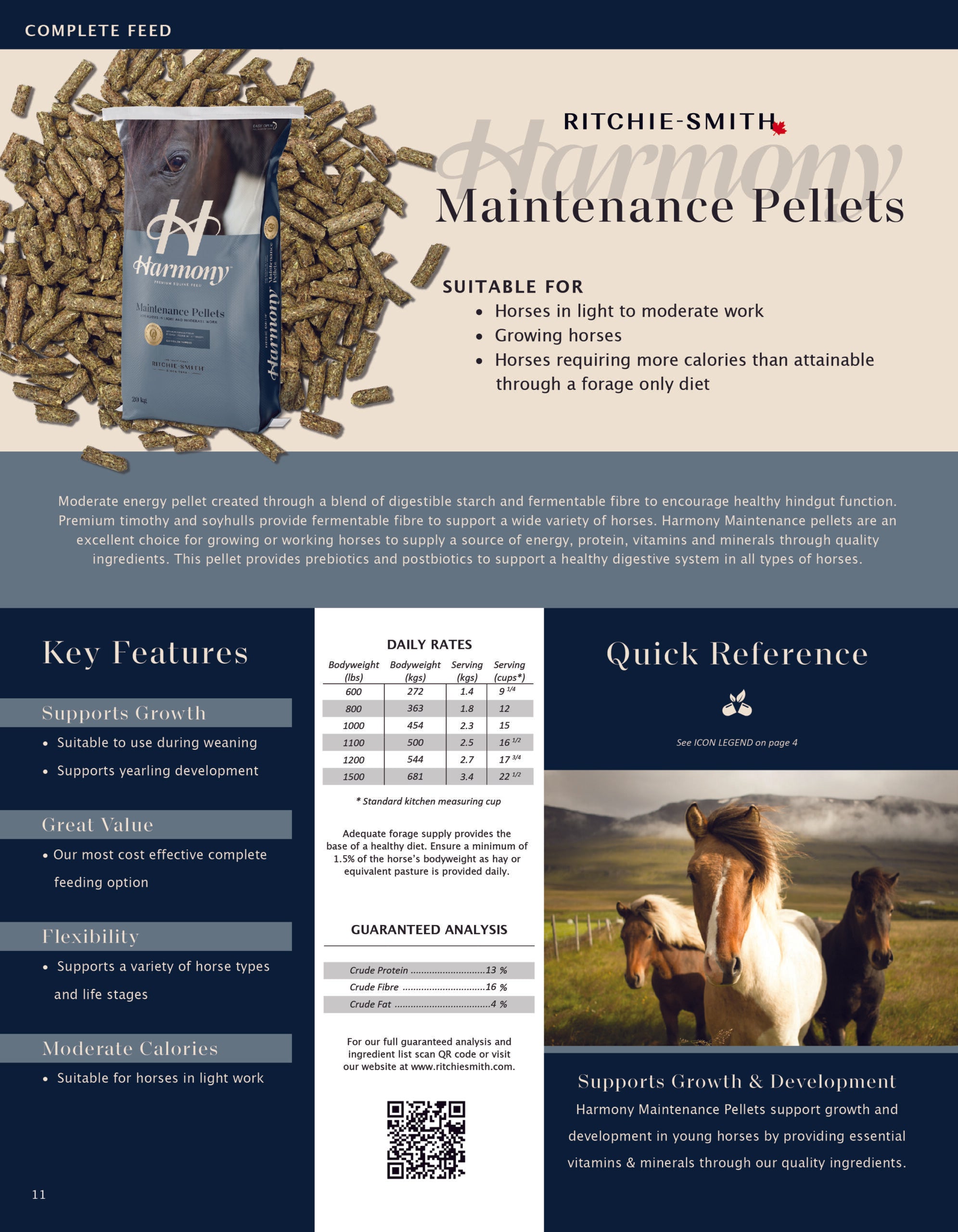 Harmony Maintenance Pellet Feeding Guidelines