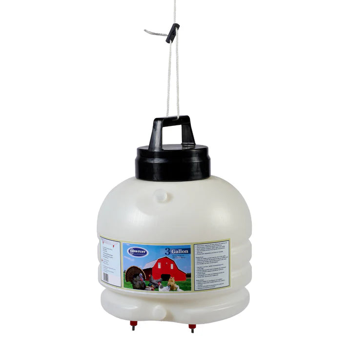 Poultry waterer fountain on white background