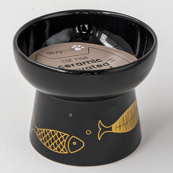 Dexy Elevated Cat Bowl Black