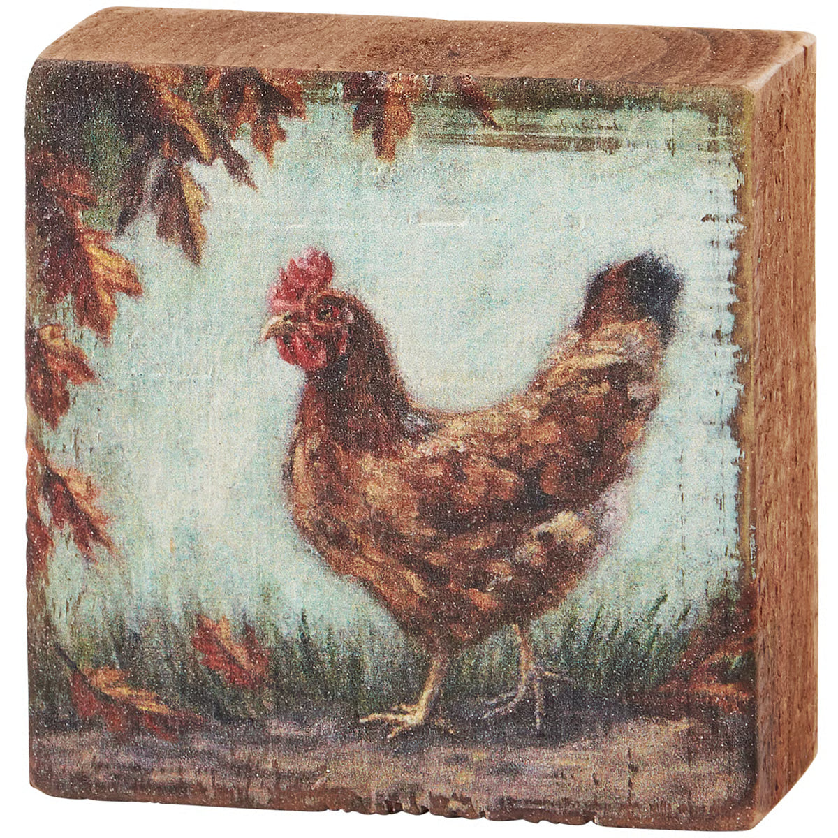 Block Sign - Fall Chicken 3" x 3"