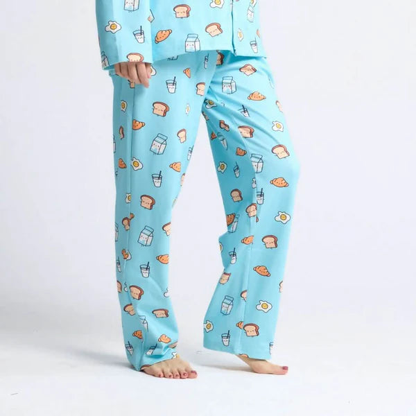 Human Pajamas Set- Breakfast Blue