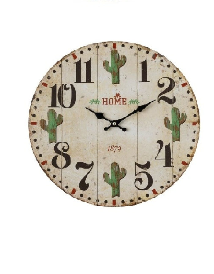 Wooden Cactus Clock 13"
