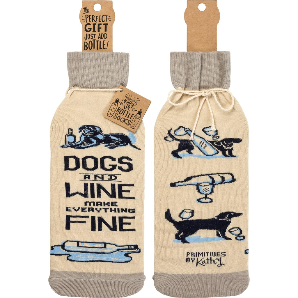 BOTTLE SOCK- DOGS AND WINE MAKE EVERYTHING FINE