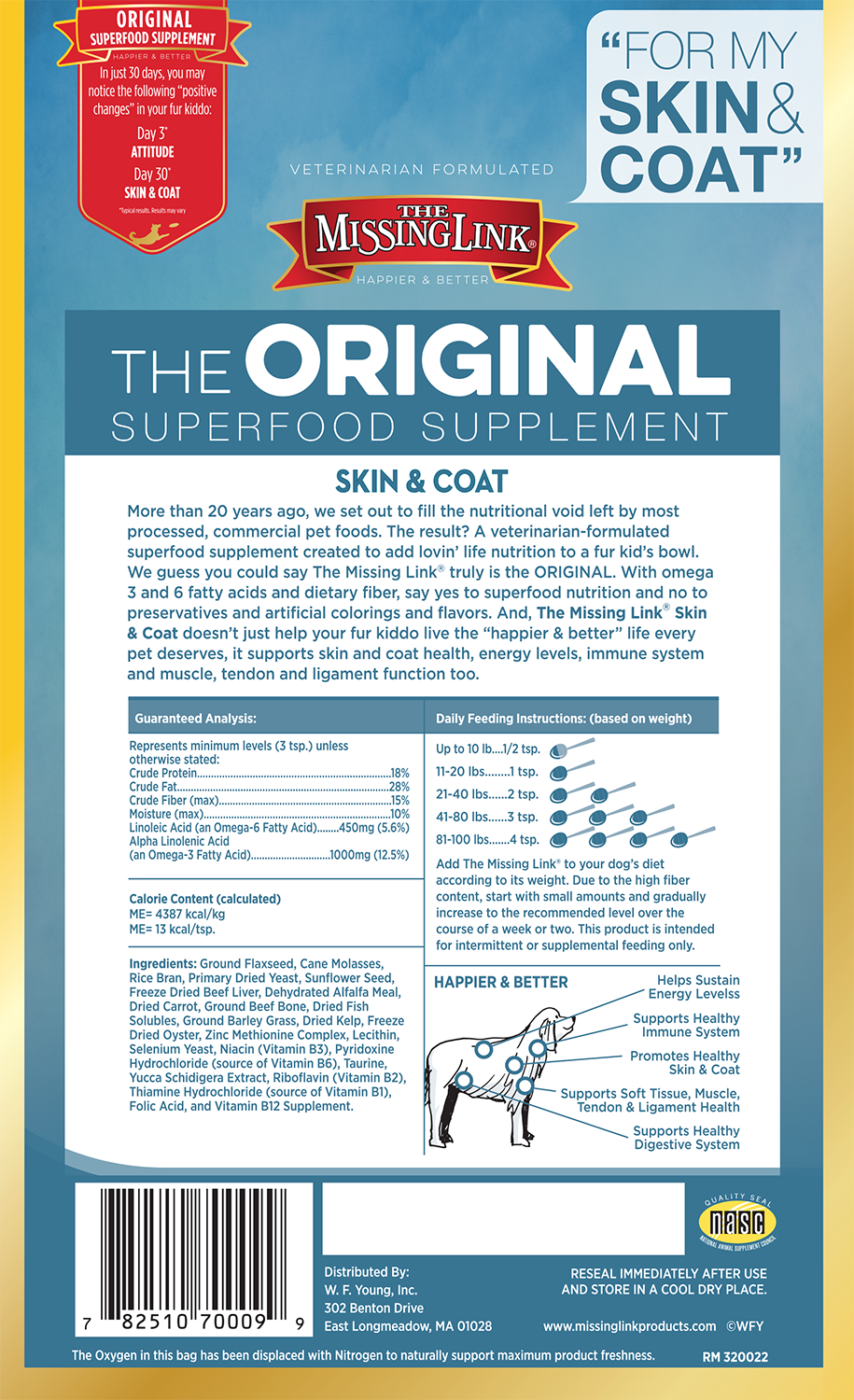 MISSING LINK - DOG 1LB SKIN & COAT SUPPLEMENT