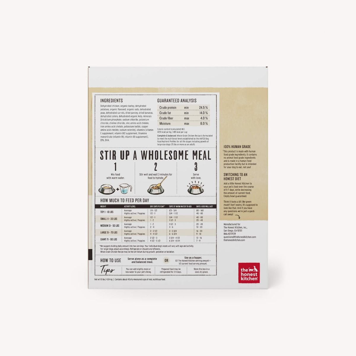 HONEST KITCHEN WHOLE GRAIN CHICKEN 10LB BOX