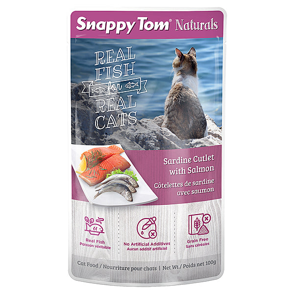 SNAPPY TOM-SARDINES/SALMON 100G POUCH