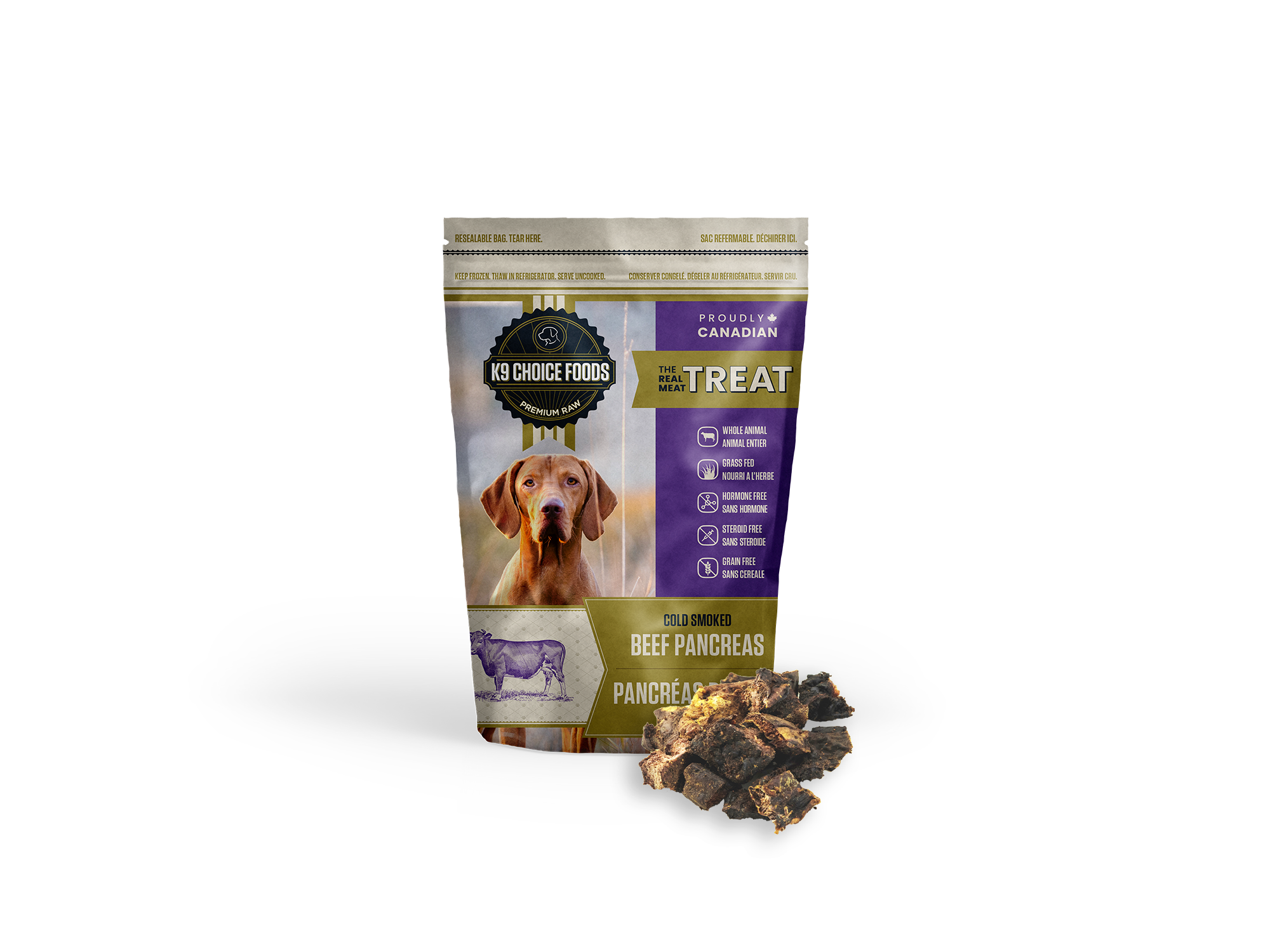 RAW-K9- BEEF PANCREAS TREAT FROZEN 227G